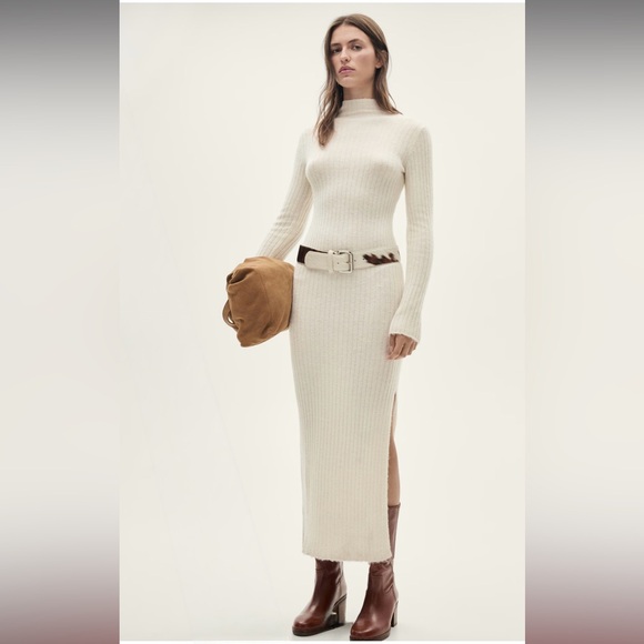 Mango Ribbed Knit Dress With Opening - Picture 2 of 8